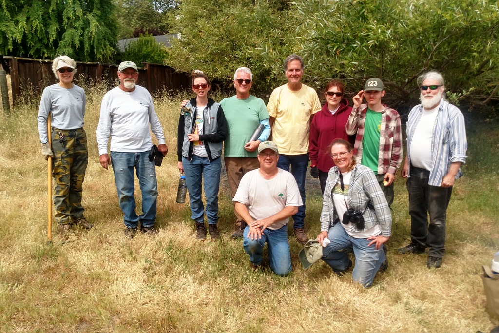 A great group of volunteers taking it easy after a fun workday!